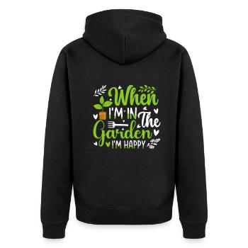 When I'm in the garden I'm happy - Gardener - Unisex Premium Bio Zip Hoodie - Schwarz - Hinten - Nico (187cm)