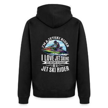 Jetski Lover - Je suis un pilote de jet ski, j’adore le jet - Veste à capuche bio Premium Unisexe - noir - Dos - Nico (187cm)