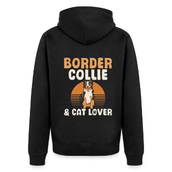 Border Collie & Amoureux des chats - Border Collie - Veste à capuche bio Premium Unisexe - noir - Dos - Nico (187cm)