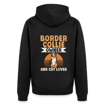 Propriétaire de Border Collie et amoureux des chats - Border Collie - Veste à capuche bio Premium Unisexe - noir - Dos - Nico (187cm)