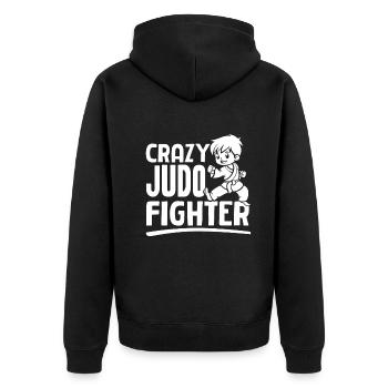Judo Kids Judo Fighter - Crazy Judo Fighter - Unisex Premium Organic Zip Hoodie - black - Back - Nico (187cm)