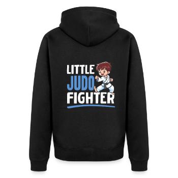 Judoka Judo Kids - Little Judo Fighter - Unisex Premium Bio Zip Hoodie - Schwarz - Hinten - Nico (187cm)