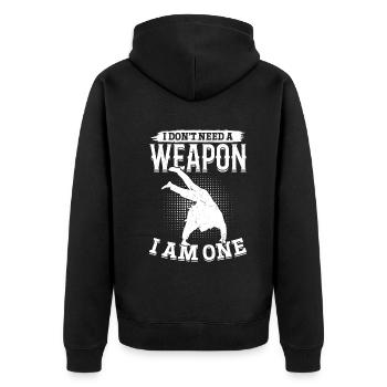 Je n’ai pas besoin d’une arme, j’en suis une - Judo drôle - Veste à capuche bio Premium Unisexe - noir - Dos - Nico (187cm)