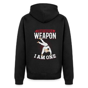 Je n’ai pas besoin d’une arme, j’en suis une - Judo drôle - Veste à capuche bio Premium Unisexe - noir - Dos - Nico (187cm)