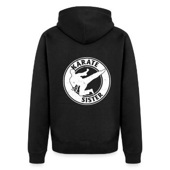 Karate Sister Karate Fighting Sister Karate - Unisex Premium Bio Zip Hoodie - Schwarz - Hinten - Nico (187cm)