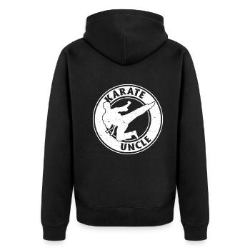 Karate Uncle Karate Fighting Uncle Karate - Unisex Premium Bio Zip Hoodie - Schwarz - Hinten - Nico (187cm)