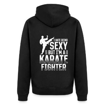 Je déteste être sexy mais je suis un combattant de karaté - Drôle - Veste à capuche bio Premium Unisexe - noir - Dos - Nico (187cm)
