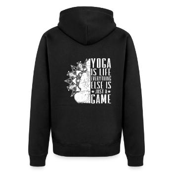 Yoga is life everything else is just a game - Yoga - Unisex Premium Bio Zip Hoodie - Schwarz - Hinten - Nico (187cm)