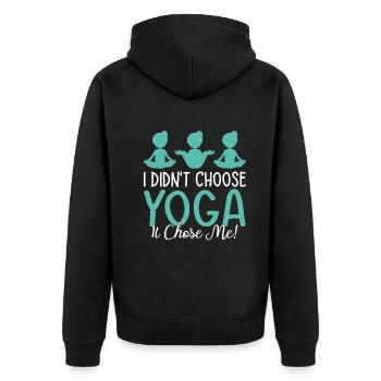 I didn't choose yoga it chose me - Yoga Lover - Unisex Premium Bio Zip Hoodie - Schwarz - Hinten - Nico (187cm)