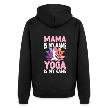 Maman est mon nom Le yoga est mon jeu - Yoga Méditation - Veste à capuche bio Premium Unisexe - noir - Dos - Nico (187cm)