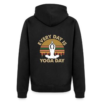 Every day is Yoga day - Yoga Lover Funny Yoga - Unisex Premium Bio Zip Hoodie - Schwarz - Hinten - Nico (187cm)