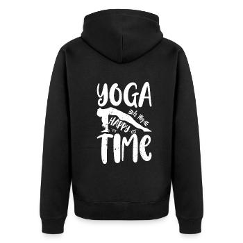 Yoga is my happy time - Yoga Meditation Yoga Lover - Unisex Premium Bio Zip Hoodie - Schwarz - Hinten - Nico (187cm)