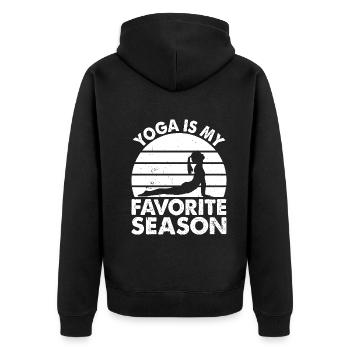 Le yoga est ma saison préférée - Funny Yoga - Veste à capuche bio Premium Unisexe - noir - Dos - Nico (187cm)