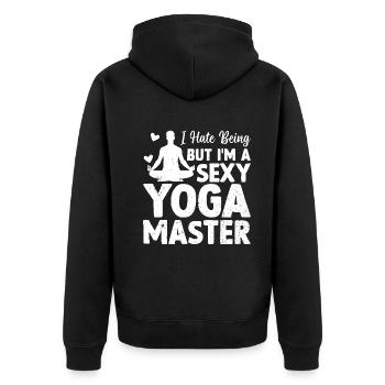Yoga Meditation - I hate being sexy but I'm a Yoga - Unisex Premium Bio Zip Hoodie - Schwarz - Hinten - Nico (187cm)