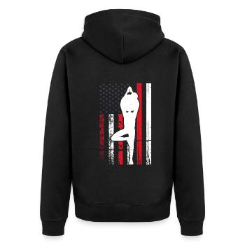 Yoga Méditation - Drapeau de l’Amérique avec pose de yoga - Veste à capuche bio Premium Unisexe - noir - Dos - Nico (187cm)