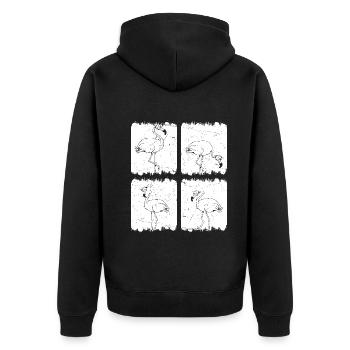 Retro Flamingo - Pink Flamingo Bird - Unisex Premium Organic Zip Hoodie - black - Back - Nico (187cm)