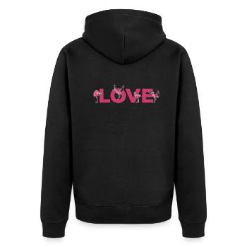 Flamingo LOVE Flamingo Bird Flamingo Lover - Unisex Premium Organic Zip Hoodie - black - Back - Nico (187cm)