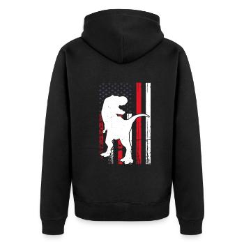 Dino Drapeau US Silhouette de dinosaure - Veste à capuche bio Premium Unisexe - noir - Dos - Nico (187cm)