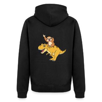 Drôle Dino Mignon paresseux dinosaure - Veste à capuche bio Premium Unisexe - noir - Dos - Nico (187cm)
