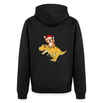 Noël drôle Dino mignon paresseux dinosaure - Veste à capuche bio Premium Unisexe - noir - Dos - Nico (187cm)