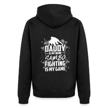 Papa est mon nom Sambo le combat est mon jeu - Papa - Veste à capuche bio Premium Unisexe - noir - Dos - Nico (187cm)
