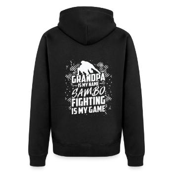 Grand-père est mon nom Sambo : le combat est mon jeu - - Veste à capuche bio Premium Unisexe - noir - Dos - Nico (187cm)