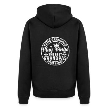 Some grandpas play bingo the best grandpas fight - Unisex Premium Organic Zip Hoodie - black - Back - Nico (187cm)
