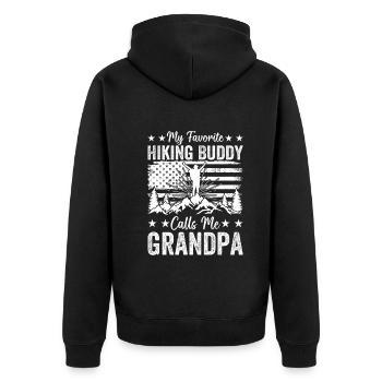 My Favorite Hiking Buddy Calls me Grandpa Hiking - Unisex Premium Bio Zip Hoodie - Schwarz - Hinten - Nico (187cm)