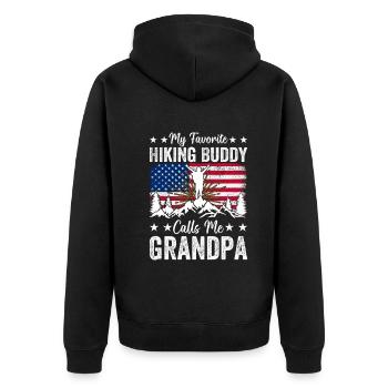 My Favorite Hiking Buddy Calls me Grandpa Hiking - Unisex Premium Bio Zip Hoodie - Schwarz - Hinten - Nico (187cm)