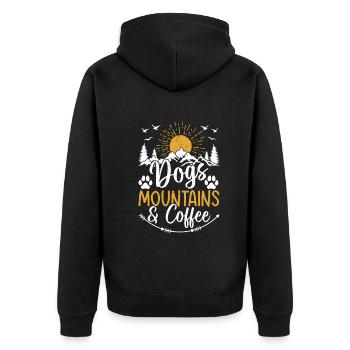 Dogs, Mountains & Coffee - Dog Lover Mountain - Unisex Premium Organic Zip Hoodie - black - Back - Nico (187cm)