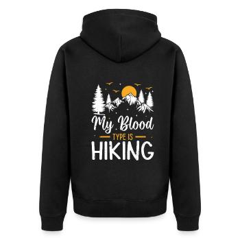 Adventure Hiking Lover - My blood type is Hiking - Unisex Premium Bio Zip Hoodie - Schwarz - Hinten - Nico (187cm)