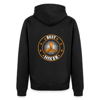 Best Hiker Outdoor Hiking Mountain Hiker - Unisex Premium Bio Zip Hoodie - Schwarz - Hinten - Nico (187cm)