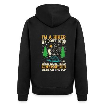 Funny Hiking Quotes Outdoor Hiking - Unisex Premium Bio Zip Hoodie - Schwarz - Hinten - Nico (187cm)