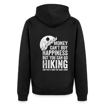 Mountain Hiking Funny Hiking Funny Hiking Sayings - Unisex Premium Bio Zip Hoodie - Schwarz - Hinten - Nico (187cm)