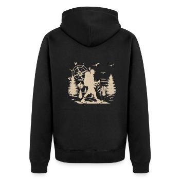 Mountain Hiking Men Adventure Hiking Men - Unisex Premium Organic Zip Hoodie - black - Back - Nico (187cm)