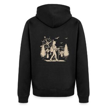 Mountain Hiking Girl Adventure Hiking Girls - Unisex Premium Organic Zip Hoodie - black - Back - Nico (187cm)