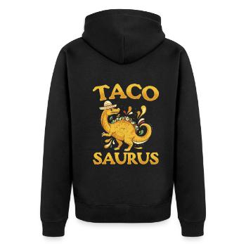 Funny Dinosaur Taco Saurus Taco Dino Funny Dino - Unisex Premium Organic Zip Hoodie - black - Back - Nico (187cm)