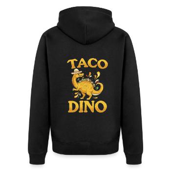 Funny Dinosaur Taco Dino Funny Dino - Unisex Premium Organic Zip Hoodie - black - Back - Nico (187cm)