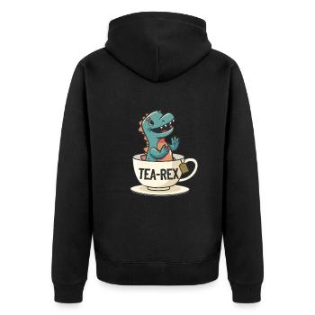 Funny Dinosaur Tea-Rex Dinosaur - Unisex Premium Organic Zip Hoodie - black - Back - Nico (187cm)