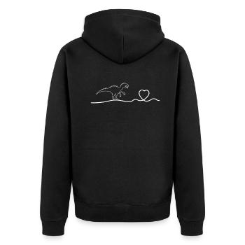 Dinosaur Allosaurus Dinosaur Dino Heartbeat - Unisex Premium Bio Zip Hoodie - Schwarz - Hinten - Nico (187cm)