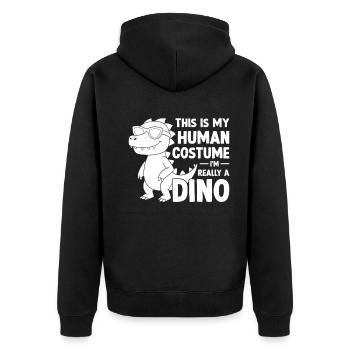 dinosaure dino - c’est mon costume humain je suis - Veste à capuche bio Premium Unisexe - noir - Dos - Nico (187cm)