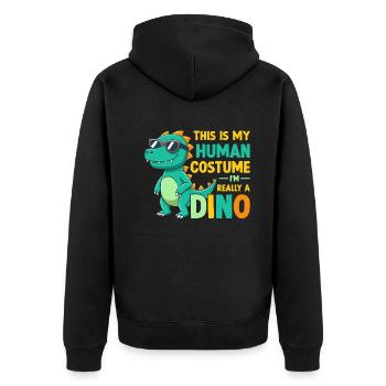 Drôle de dinosaure - C’est mon costume humain Je suis - Veste à capuche bio Premium Unisexe - noir - Dos - Nico (187cm)