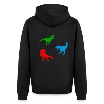 Dinosaur Silhouette T-Rex Dinosaur Silhouette - Unisex Premium Bio Zip Hoodie - Schwarz - Hinten - Nico (187cm)