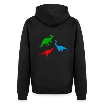 Dinosaur Silhouette Dinosaur Dino Silhouette - Unisex Premium Bio Zip Hoodie - Schwarz - Hinten - Nico (187cm)