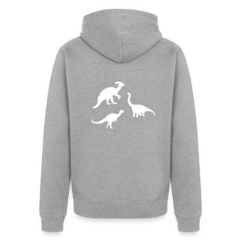 Silhouette de dinosaure Silhouette de dinosaure - Veste à capuche bio Premium Unisexe - gris chiné - Dos - Nico (187cm)