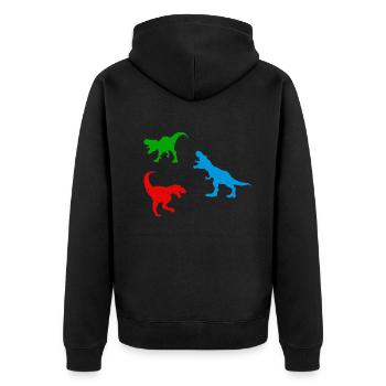 Dinosaur Silhouette T-Rex Dinosaur Silhouette - Unisex Premium Bio Zip Hoodie - Schwarz - Hinten - Nico (187cm)