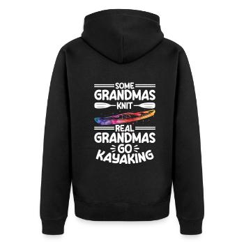 Some grandmas knit real grandmas go kayaking - Unisex Premium Bio Zip Hoodie - Schwarz - Hinten - Nico (187cm)