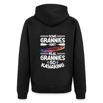 Some grannies knit real grannies go kayaking - Unisex Premium Bio Zip Hoodie - Schwarz - Hinten - Nico (187cm)