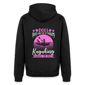 Dogs Solve Most Of My Problems Kayaking Solves The - Unisex Premium Organic Zip Hoodie - black - Back - Nico (187cm)