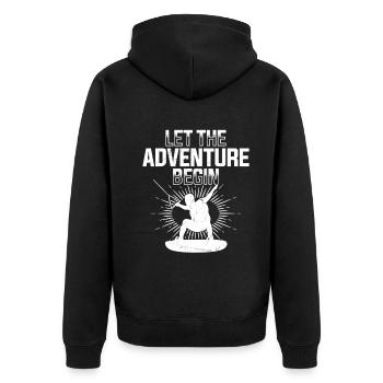 Let the adventure begin - Wakesurfing Wakeboarding - Unisex Premium Organic Zip Hoodie - black - Back - Nico (187cm)